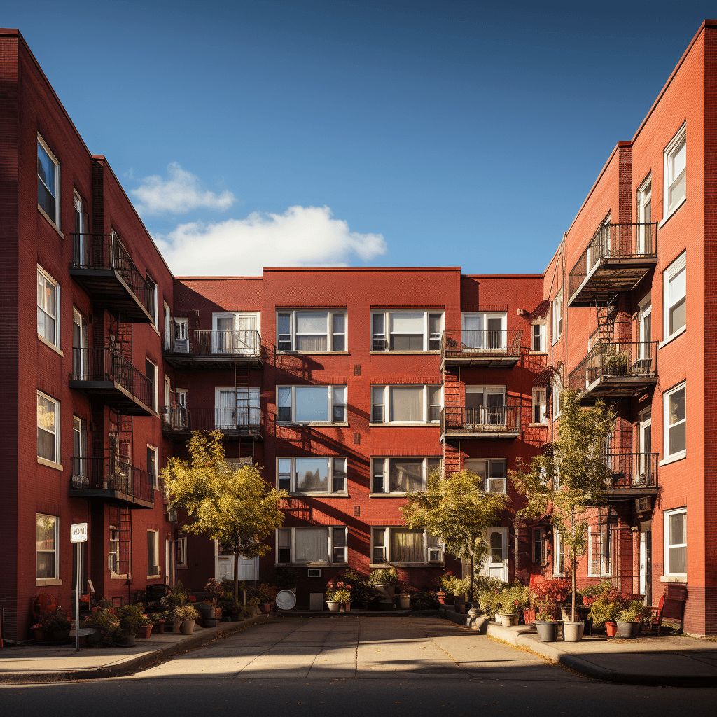 RED BRICK APARTMENT BUILDING FROM MONTREAL