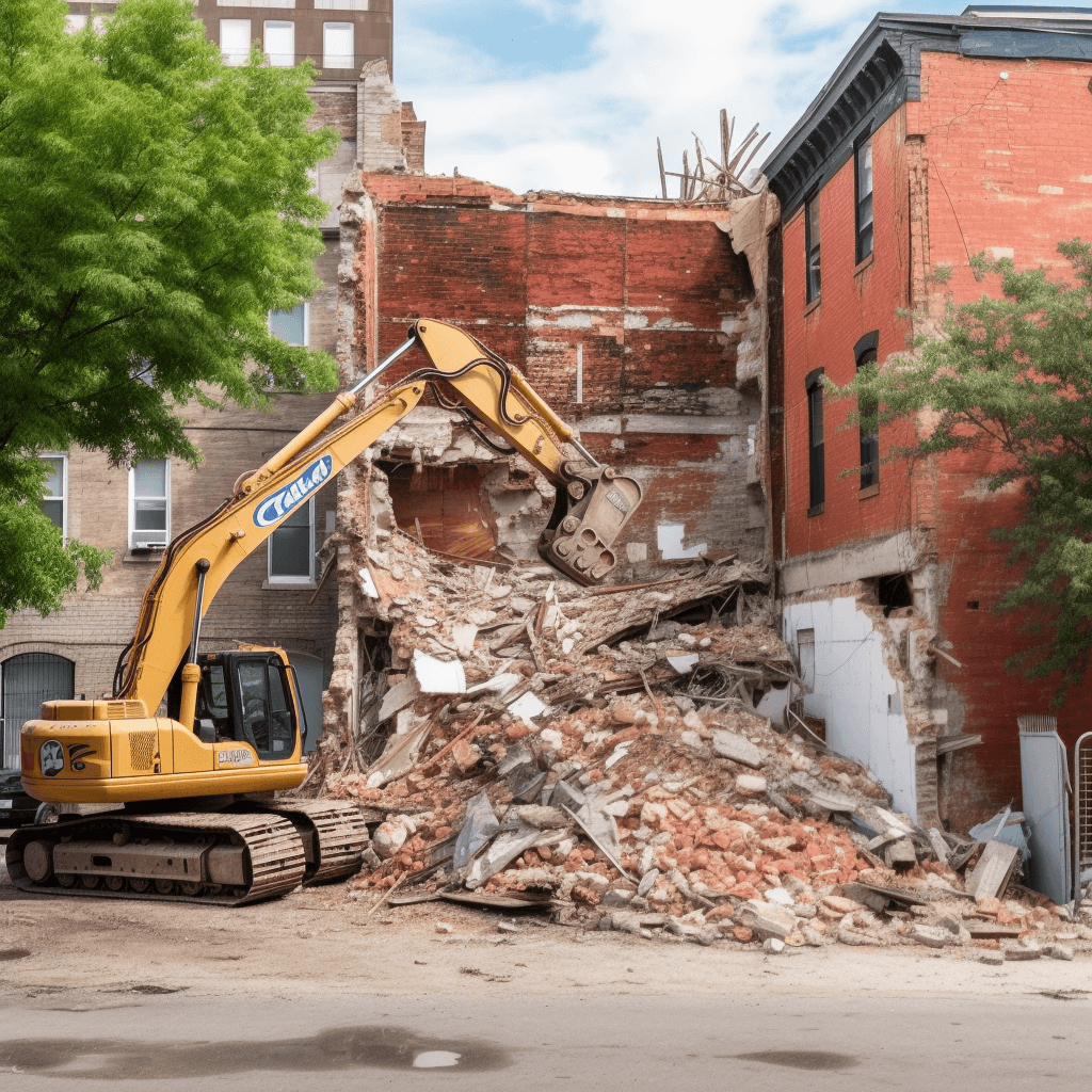 Comment sont éliminés les déchets après la démolition d'un mur de briques à Montréal?